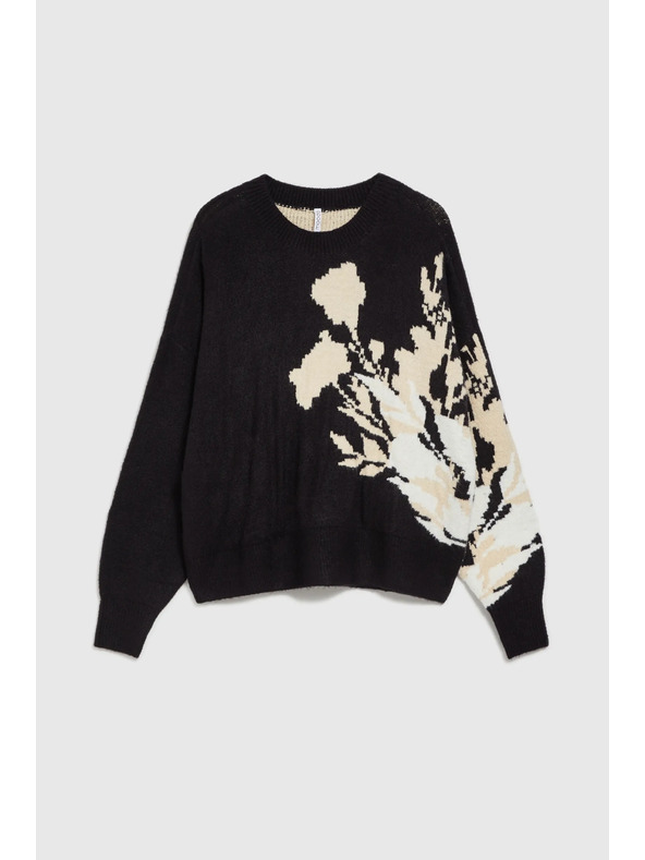 Moodo Uzorkovani džemper labavog kroja crni Moodo