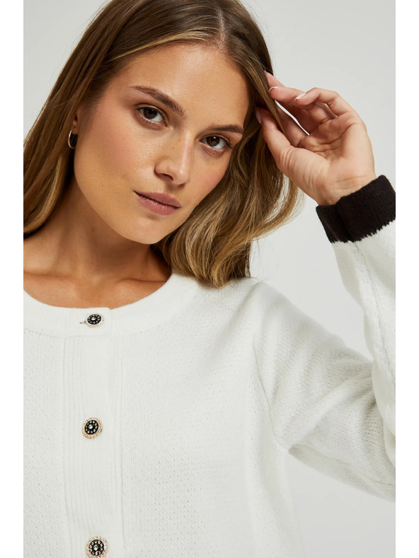 Moodo Rastezljivi džemper s ukrasnim gumbima bijeli Moodo