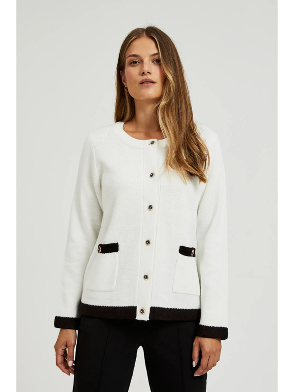 Moodo Rastezljivi džemper s ukrasnim gumbima bijeli Moodo