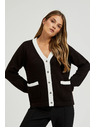 Moodo Crni kardigan s ukrasnim gumbima i dugim rukavima Moodo