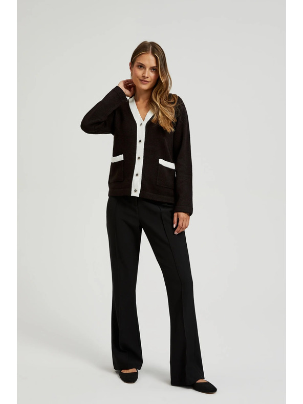 Moodo Crni kardigan s ukrasnim gumbima i dugim rukavima Moodo