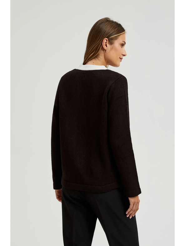 Moodo Crni kardigan s ukrasnim gumbima i dugim rukavima Moodo