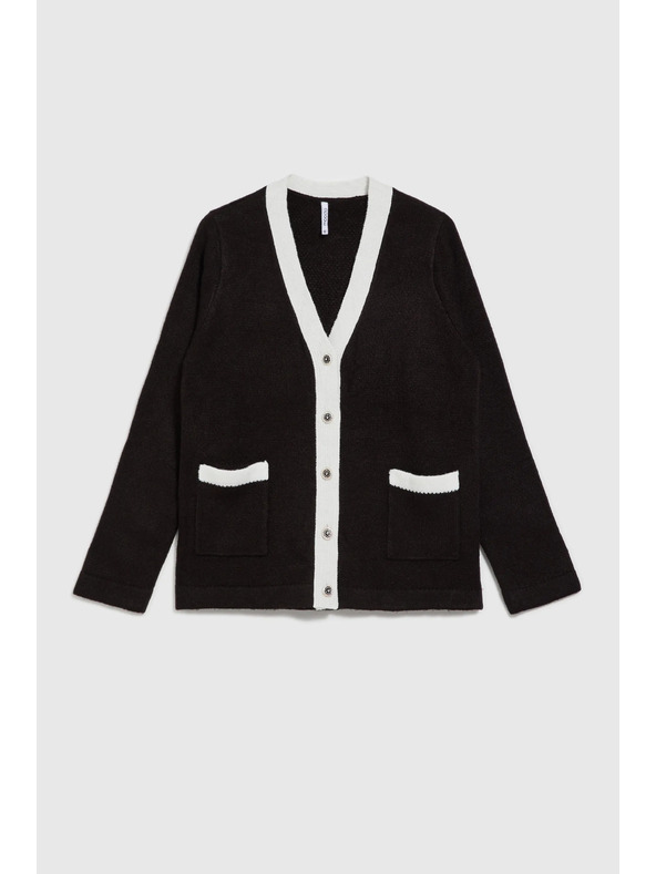 Moodo Crni kardigan s ukrasnim gumbima i dugim rukavima Moodo