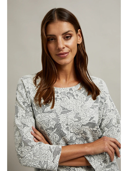 Moodo Džemper s cvjetnim uzorkom i 3/4 rukavima bijeli Moodo