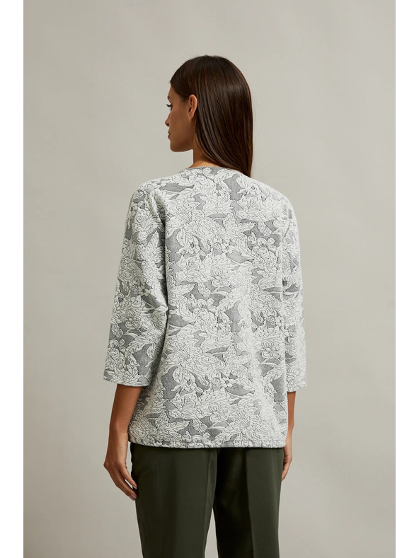 Moodo Džemper s cvjetnim uzorkom i 3/4 rukavima bijeli Moodo