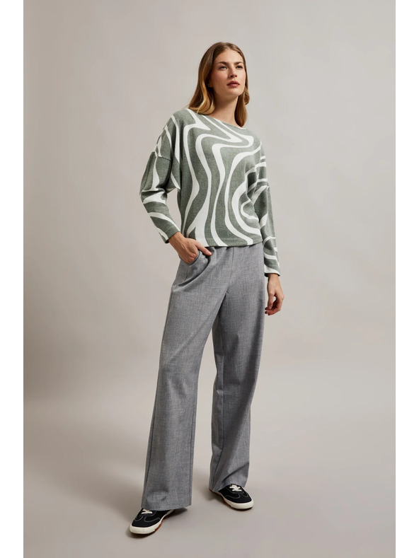 Moodo Bluza s geometrijskim uzorkom i dugim rukavima maslinasta Moodo