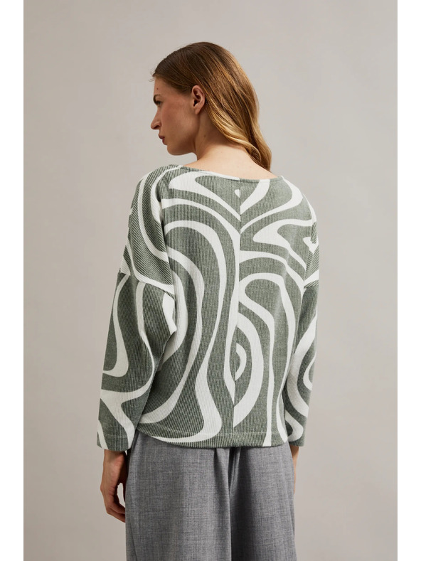 Moodo Bluza s geometrijskim uzorkom i dugim rukavima maslinasta Moodo