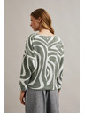 Moodo Bluza s geometrijskim uzorkom i dugim rukavima maslinasta Moodo