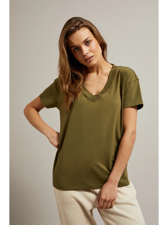 Moodo Majica V-izreza maslinasta Moodo