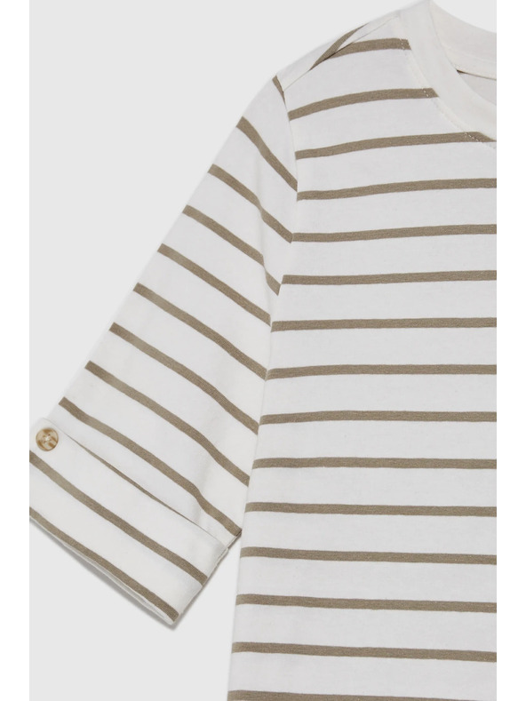 Moodo Maslinasta prugasta bluza s okruglim izrezom Moodo