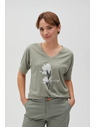 Moodo Pamučna bluza s printom maslinasta Moodo