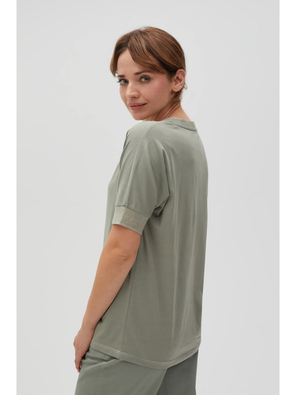 Moodo Pamučna bluza s printom maslinasta Moodo