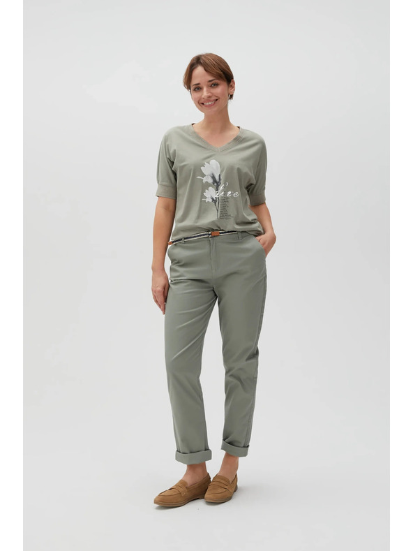 Moodo Pamučna bluza s printom maslinasta Moodo