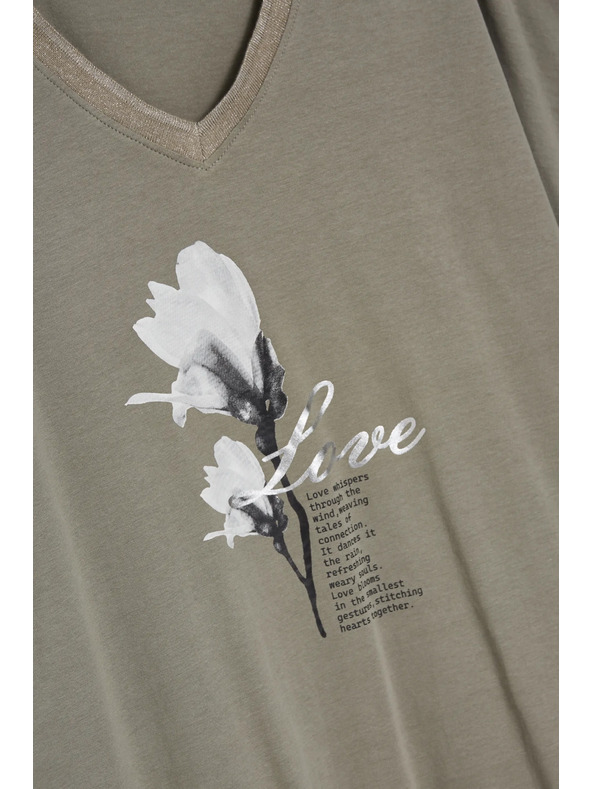 Moodo Pamučna bluza s printom maslinasta Moodo