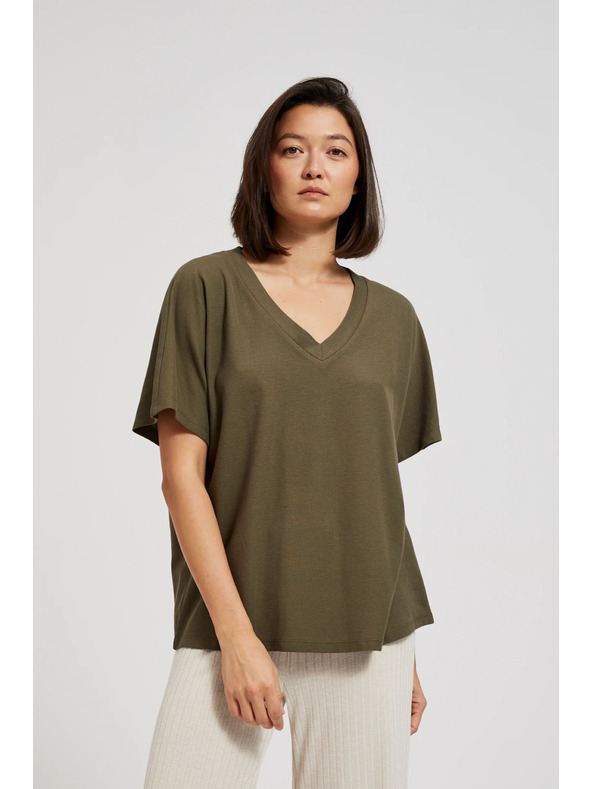 Moodo Maslinasta bluza s V-izrezom Moodo