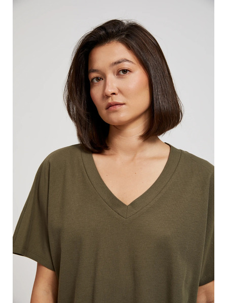Moodo Maslinasta bluza s V-izrezom Moodo