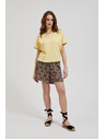 Moodo Žuta majica s džepom i nabiranim rukavima Moodo