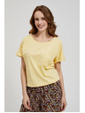 Moodo Žuta majica s džepom i nabiranim rukavima Moodo