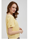 Moodo Žuta majica s džepom i nabiranim rukavima Moodo