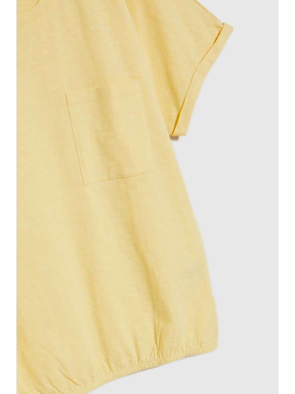 Moodo Žuta majica s džepom i nabiranim rukavima Moodo