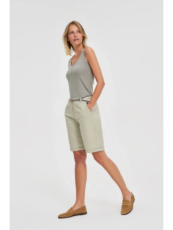 Moodo Pamučne kratke hlače sa pojasom maslinaste Moodo