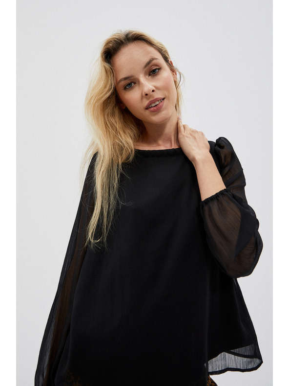 Moodo Crna ženska bluza s volanima Moodo