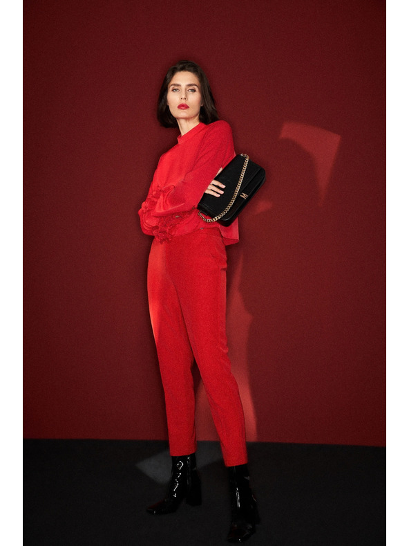 Moodo Crvene Moodo nabrane ravne hlače