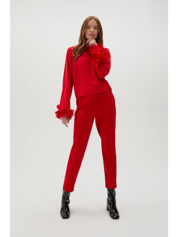 Moodo Crvene Moodo nabrane ravne hlače