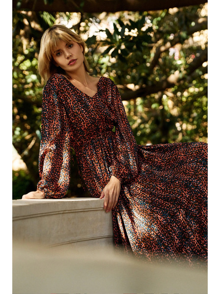 Moodo Narančasto-smeđa ženska Moodo haljina s uzorkom