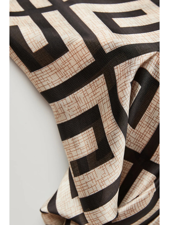 Moodo Bež-crni ženski Moodo šal s uzorkom