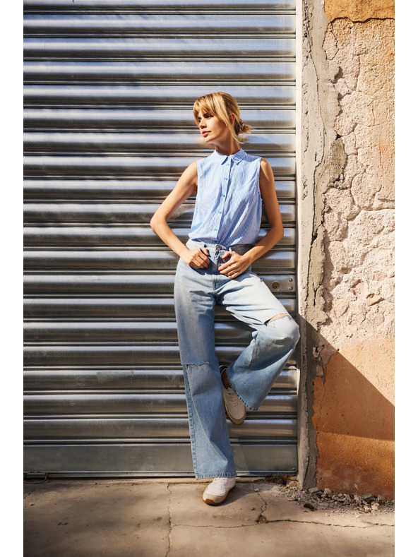 Moodo Plave ženske rastrgane traperice Moodo