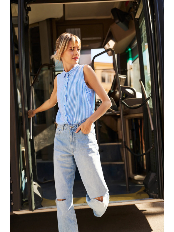 Moodo Plave ženske rastrgane traperice Moodo