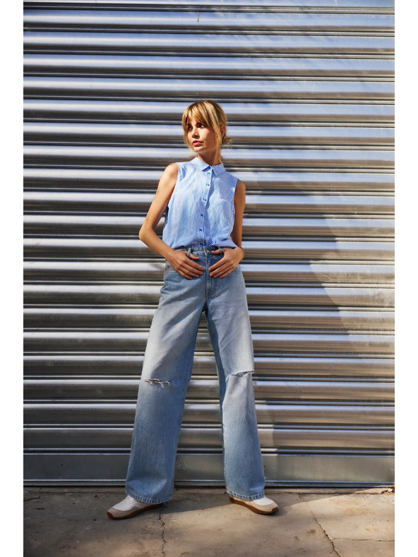 Moodo Plave ženske rastrgane traperice Moodo