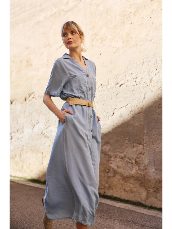 Moodo Moodo plava ženska košulja haljina