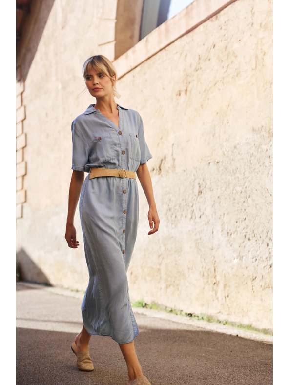 Moodo Moodo plava ženska košulja haljina