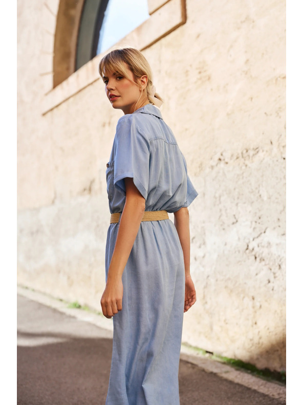 Moodo Moodo plava ženska košulja haljina