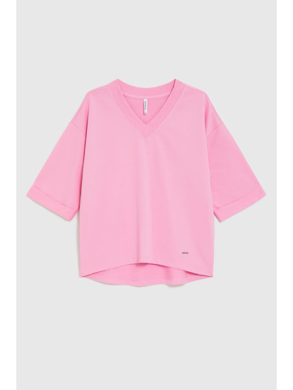 Moodo Bluza s V izrezom ružičasta Moodo
