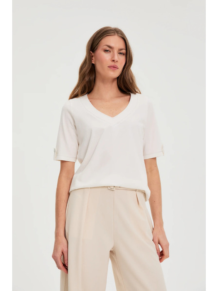 Moodo Bijela bluza s V-izrezom Moodo