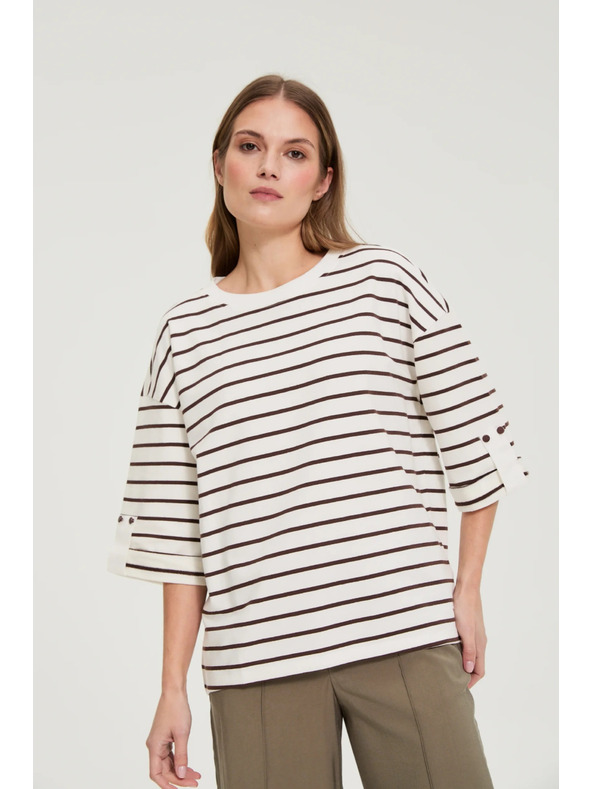 Moodo Prugasta dukserica bijela Moodo