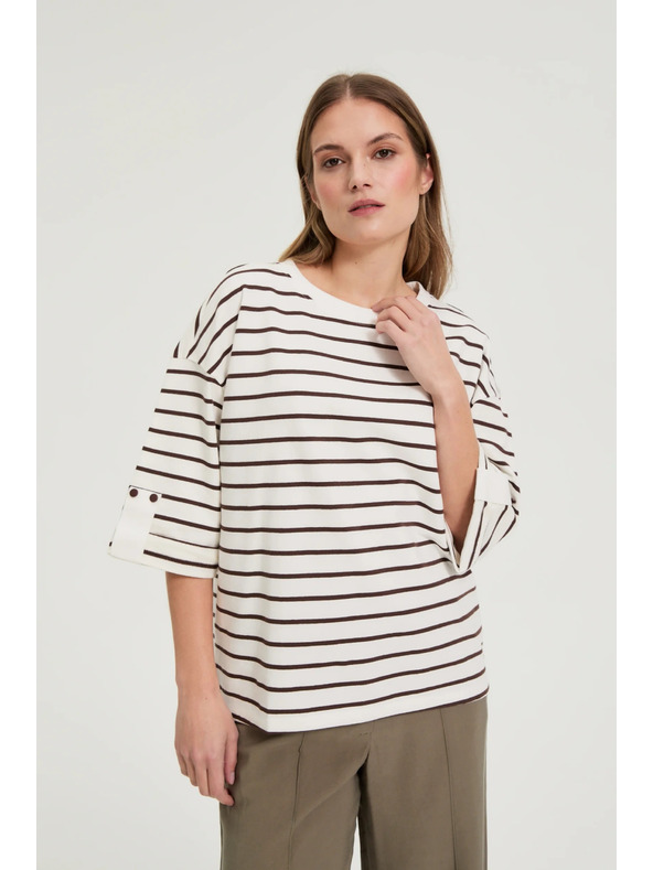 Moodo Prugasta dukserica bijela Moodo