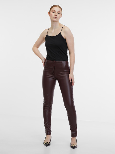 Orsay Ženske hlače od umjetne kože boje vina ORSAY