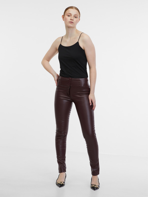 Orsay Ženske hlače od umjetne kože boje vina ORSAY