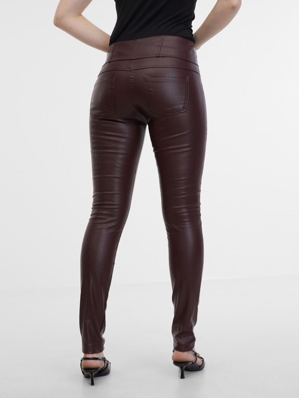 Orsay Ženske hlače od umjetne kože boje vina ORSAY