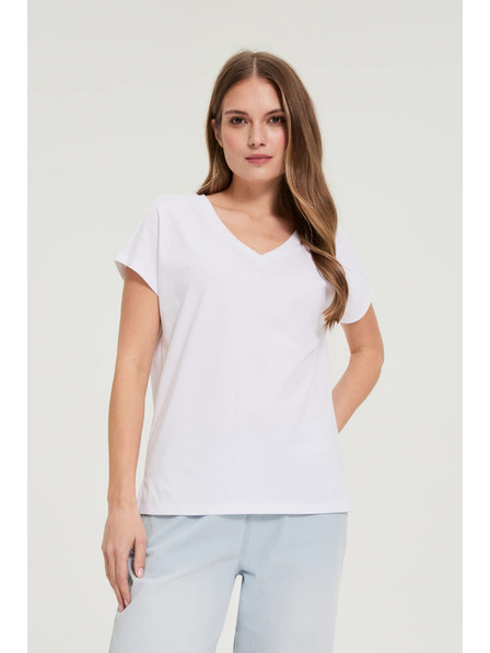 Moodo Pamučna majica s V izrezom bijela Moodo