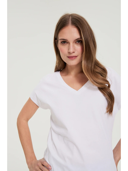Moodo Pamučna majica s V izrezom bijela Moodo