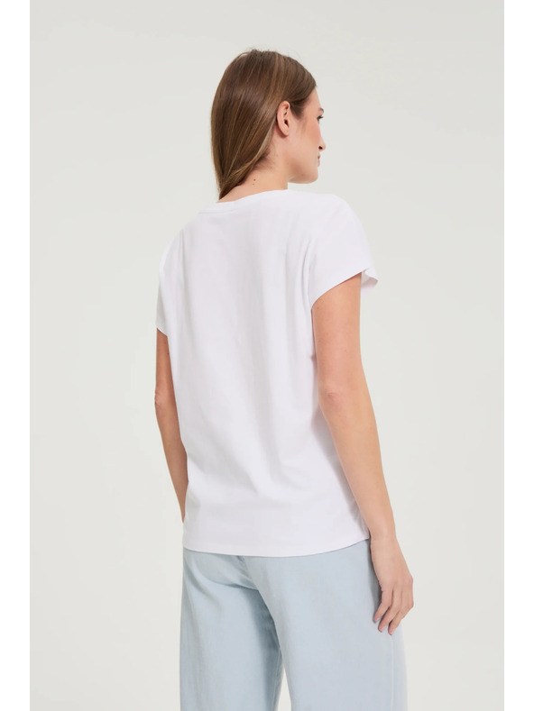 Moodo Pamučna majica s V izrezom bijela Moodo