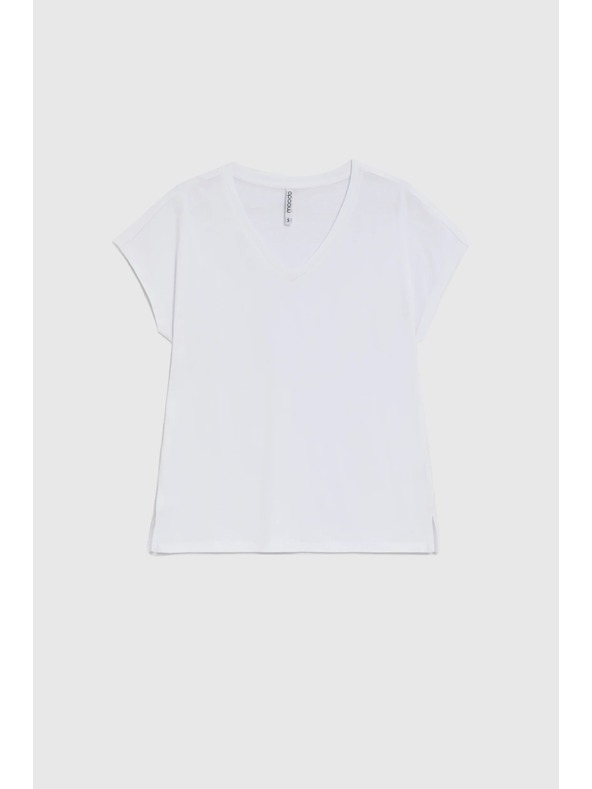 Moodo Pamučna majica s V izrezom bijela Moodo