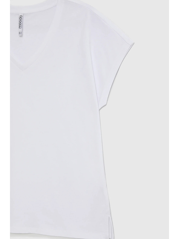 Moodo Pamučna majica s V izrezom bijela Moodo