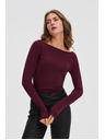 Moodo Prilegajuća bluza s dugim rukavima vinska Moodo