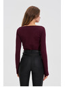Moodo Prilegajuća bluza s dugim rukavima vinska Moodo